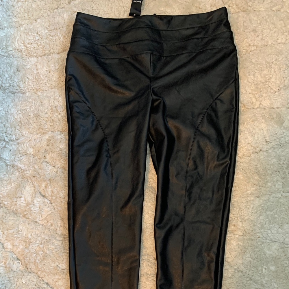 Bebe black pleather skinny legging pants XL petite